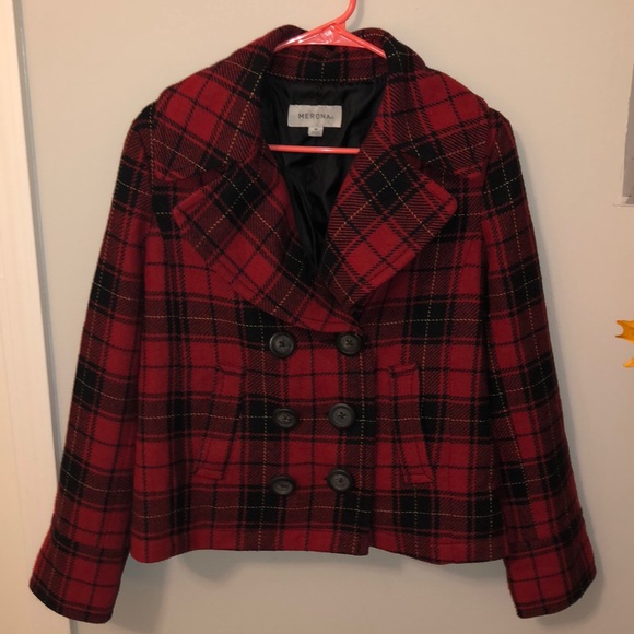 Merona plaid medium jacket Buffalo plaid warm cozy coat jacket jacket coat - Picture 5 of 13